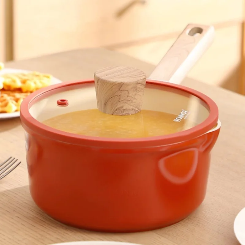

Milk Pan Non-Stick Pan Food Supplement Pot Ramen Pot with Lid Home Kitchen Cooking Utensil Induction Cooker Gas Stove Universal