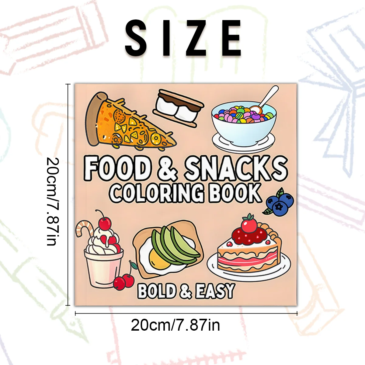 Delicious Food & Snack Themed Adult Coloring Book - 7.8-Inch Vibrant Illustrations for Perfect Gift for Birthdays