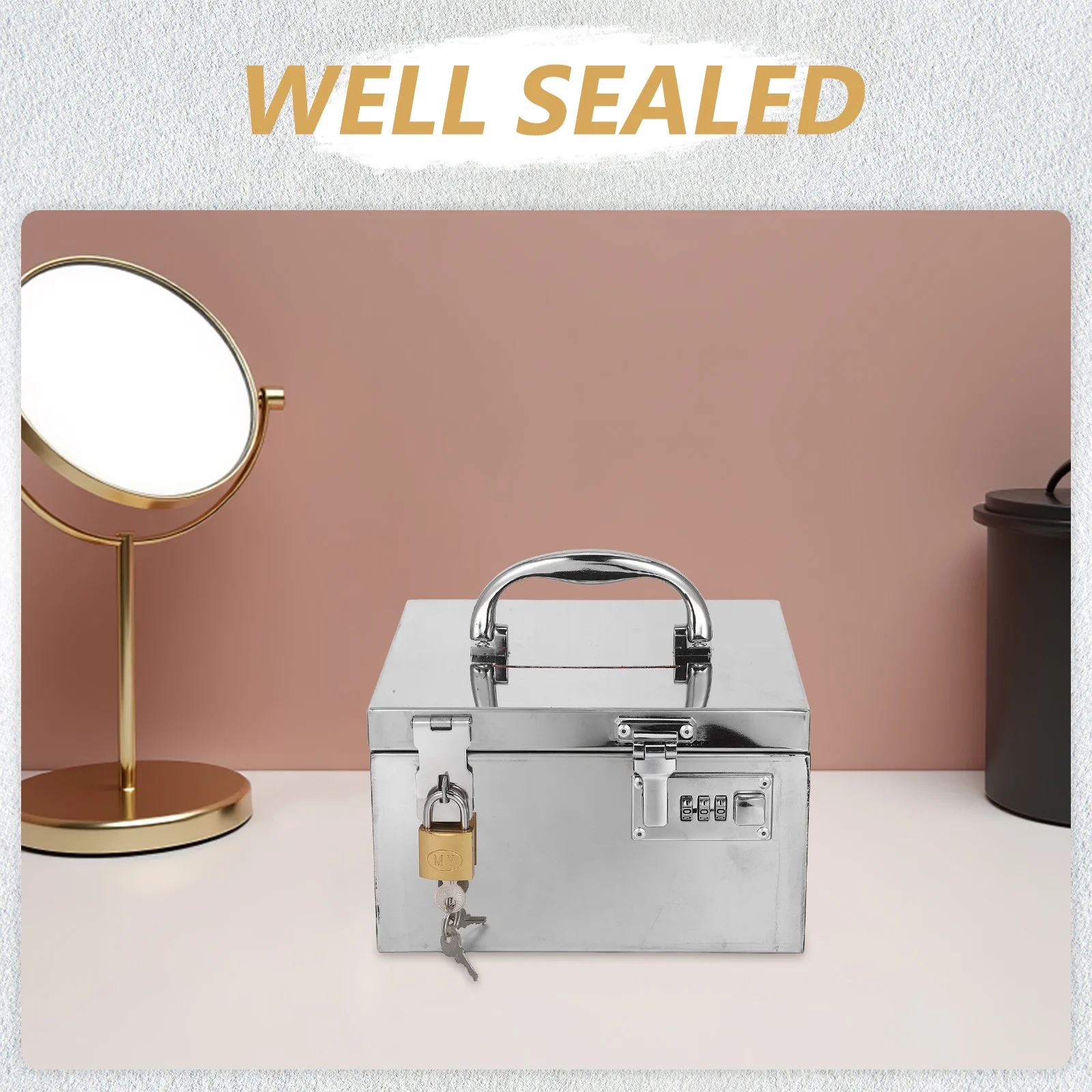 Stainless Steel Savings Box Unbreakable Metal Money Jar For Adults Secure Cash Storage Home Office Budget Organizer