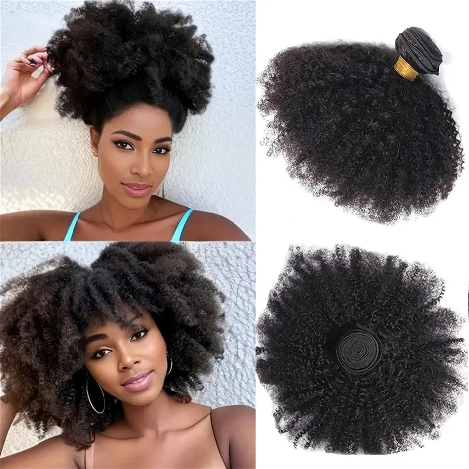 

Afro Kinky Curly Bundles Human Hair 8-32 Inch Curly Weave Unprocessed Virgin Double Weft Human Hair Extensions for Black Women