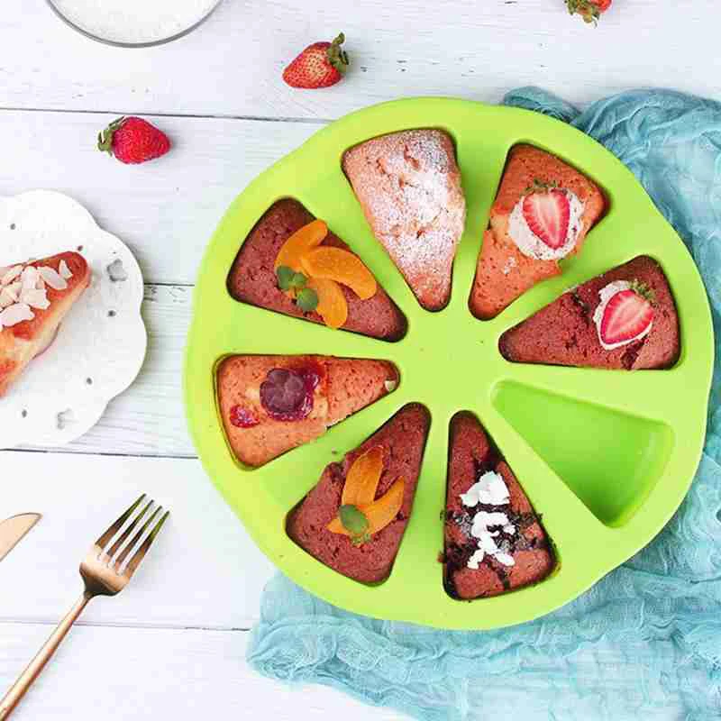 Silicone Bakeware Baking Food Mold Round 8 Points Scone Cake Baking Pan Non-stick Pudding Household Used In Microwave