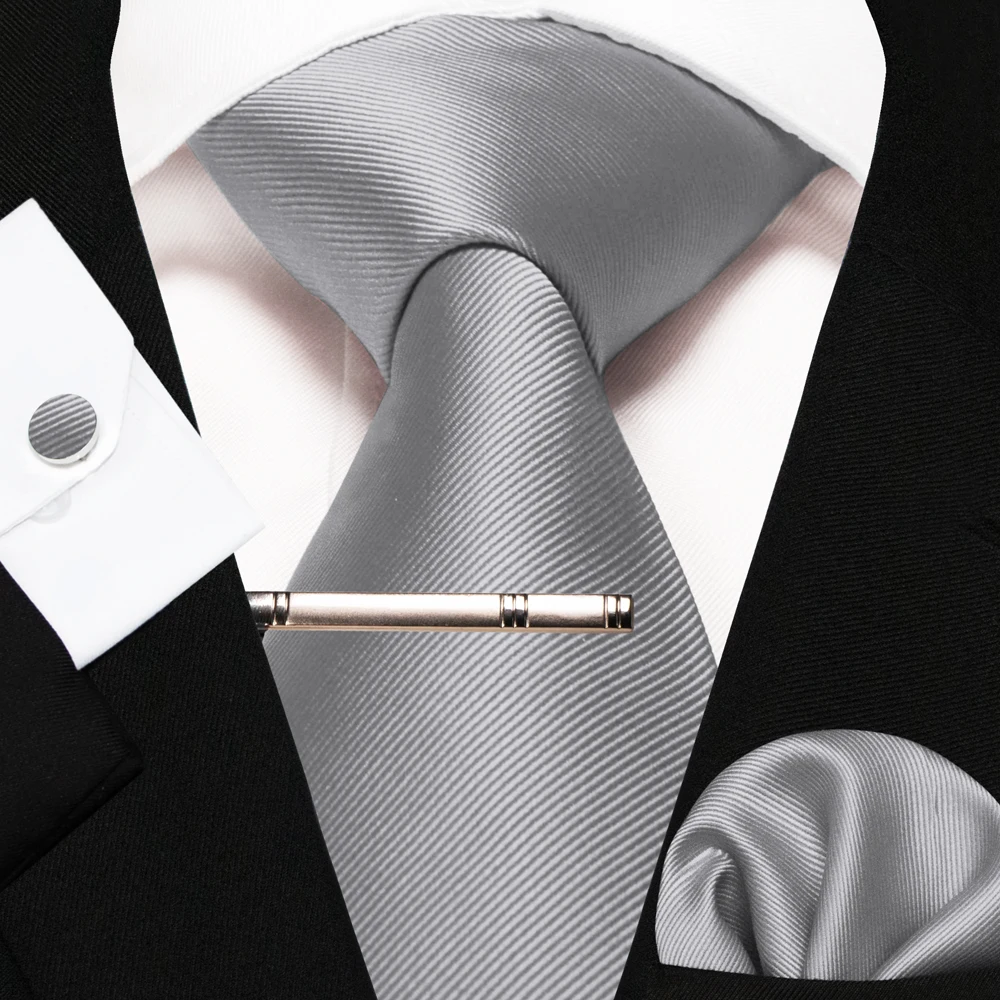 Klassische Seidenkrawatte für Herren in Rot, Blau, Grün, Business-Hochzeitskrawatte für Männer, Set mit Einstecktuch und Manschettenknöpfen, Geschenk für den Bräutigam – Detail 24