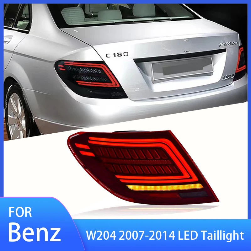 

1 пара автомобильных светодиодных задних фонарей для Benz W204 2007-2014, светодиодный задний фонарь, анимационные задние фонари, светодиодный задний фонарь в сборе