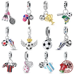 Fit 925 Original Bracelets and 3MM Bracelets DIY European Football Charms 100% 925 Silver Jewelry Making For Women Gift