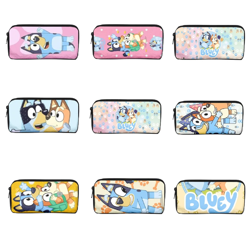 Bluey Bingo dog Fully Printed Flap Pen Bag Stationery Box Cartoon Large Capacity Pencil Case Cute Anime Bags Student School Bag