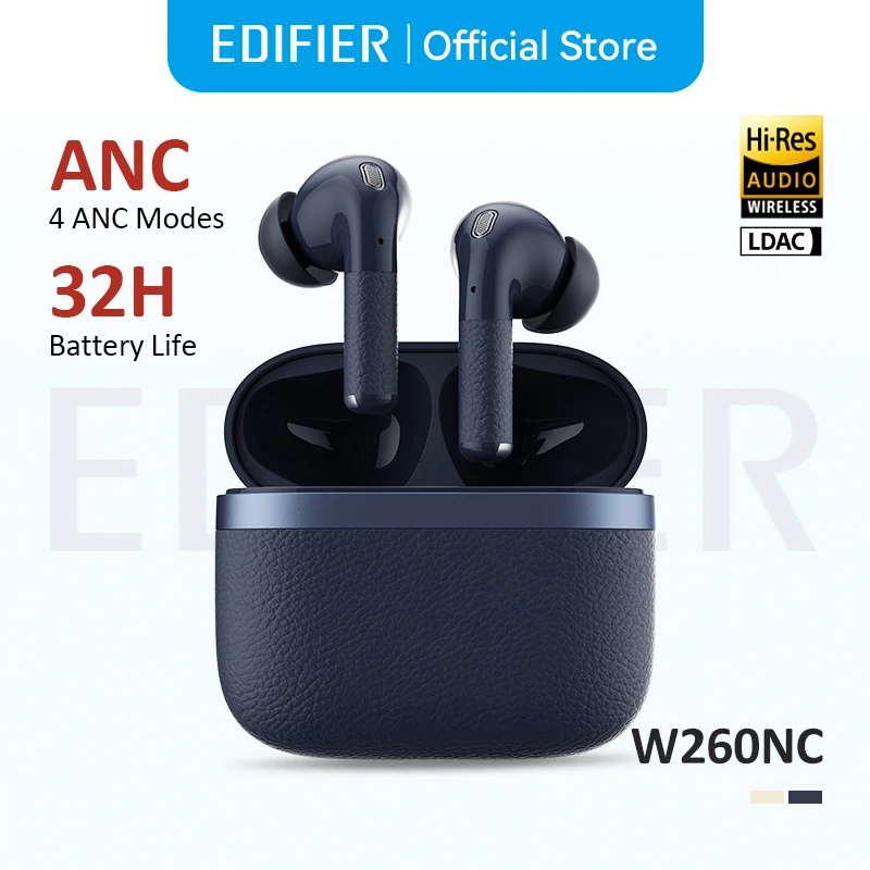 

Edifier W260NC ANC Наушники TWS с шумоподавлением Bluetooth 5.3 Беспроводные наушники Hi-Res с LDAC, 32 часами, многофункциональное подключение