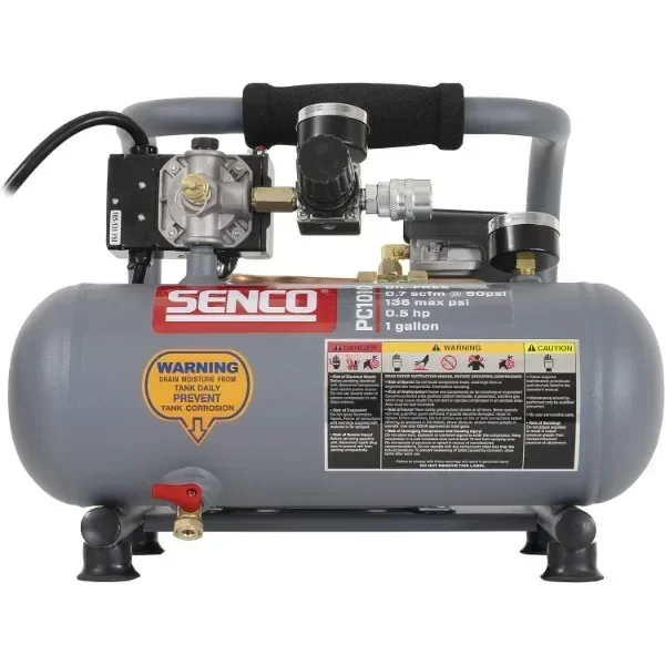 Senco PC1010 1/2- Horsepower 1-Gallon Matte Finish and Trim Portable Hot Dog Air Compressor, Gray/Red