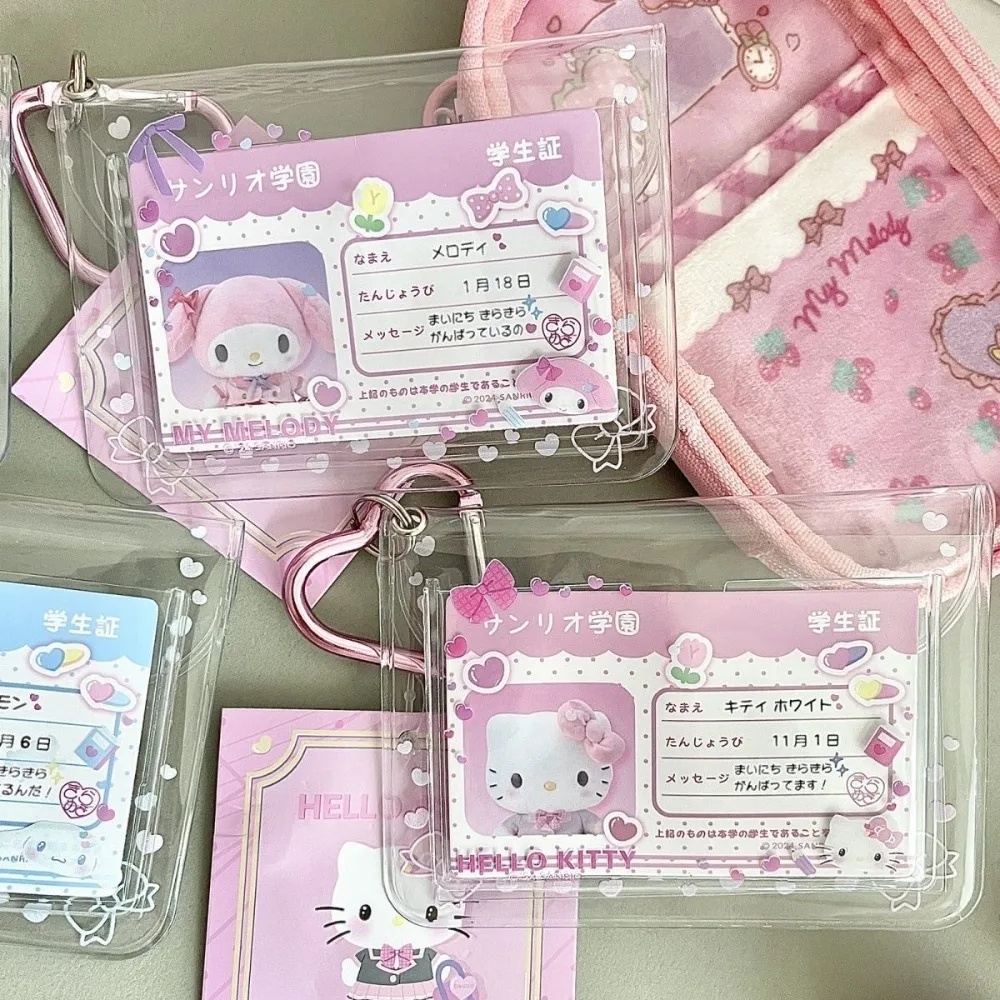 Cartoon Kids PVC Transparent Kuromi 3-Inch Card Holder Cute Hello Kitty Melody Cinnamoroll Student Id Bus Card Protective Cover