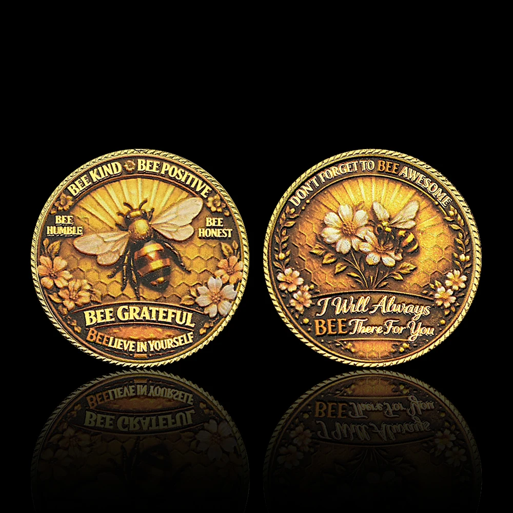Bee Positive Commemorative Coin Bee Kind Grateful Metal Token Inspirational Gift for Friends Family Mental Health gift replica