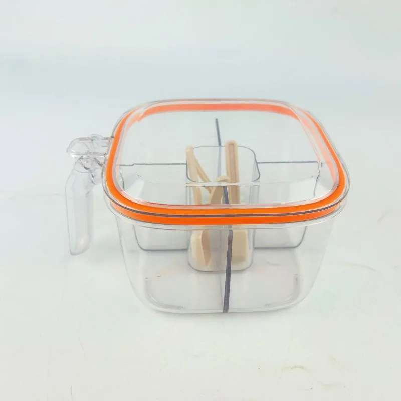 Seasoning box set, five-compartment integrated handle, flip cover, moisture-proof kitchen utensils, household storage