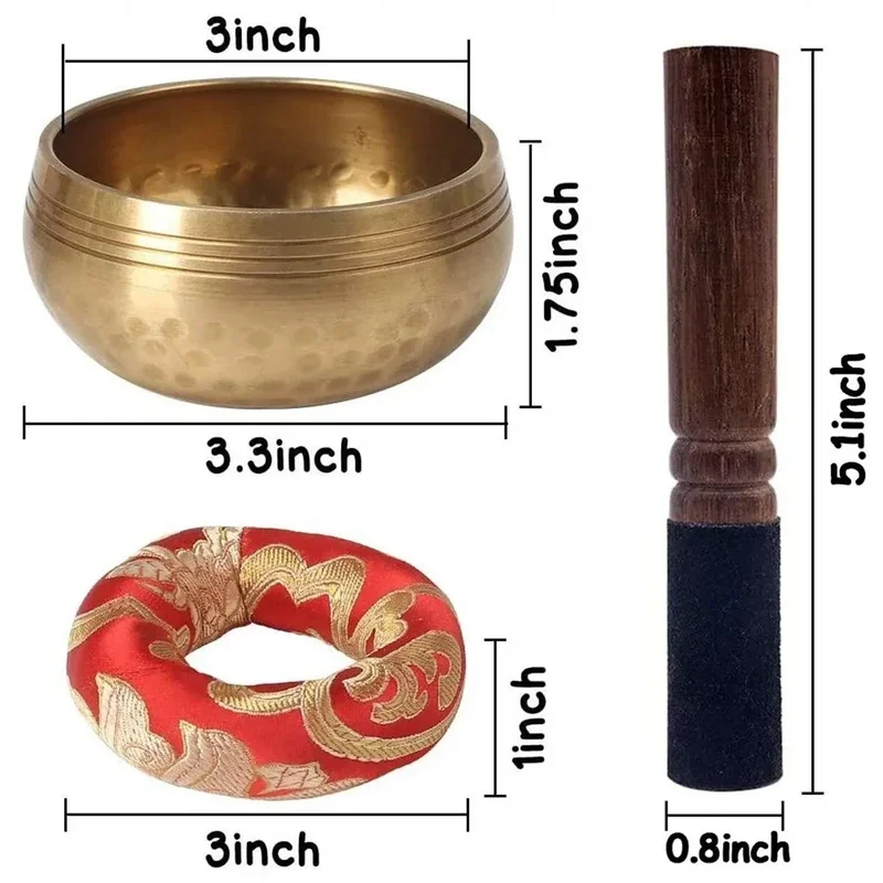 Tibetan Singing Bowl Set Sound Bowl Meditation Bowl Unique Gift Helpful for Meditation Yoga Stress Relief image 3