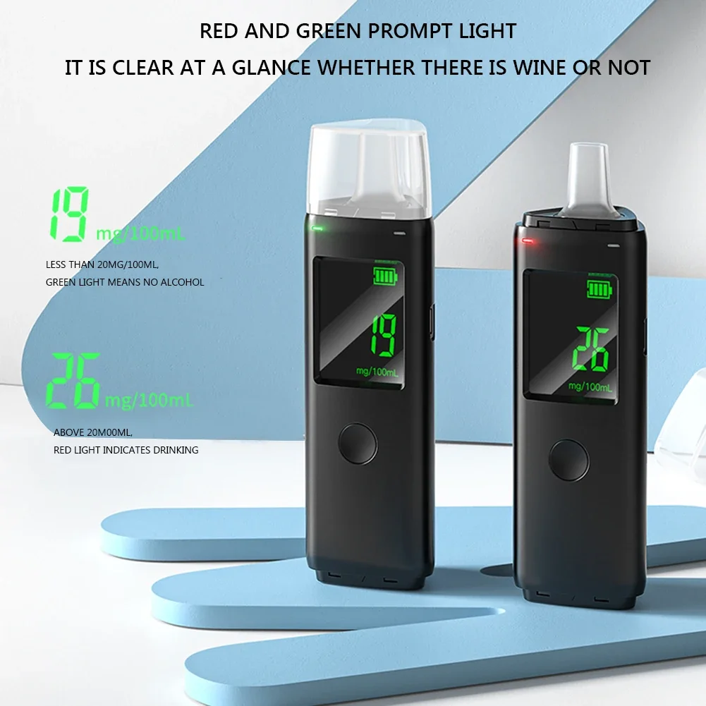 Professional Alcohol Tester High Accuracy Breathalyzer LCD Digital Breath Tester USB Rechargeable Alcohol Detector Alcometer