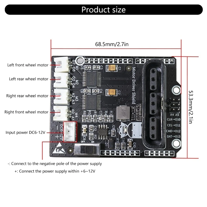 HU-011 モータードライブボードモジュール拡張ボード 4 チャンネル TB6612FNG チップ搭載ロボット工学および DIY プロジェクト用