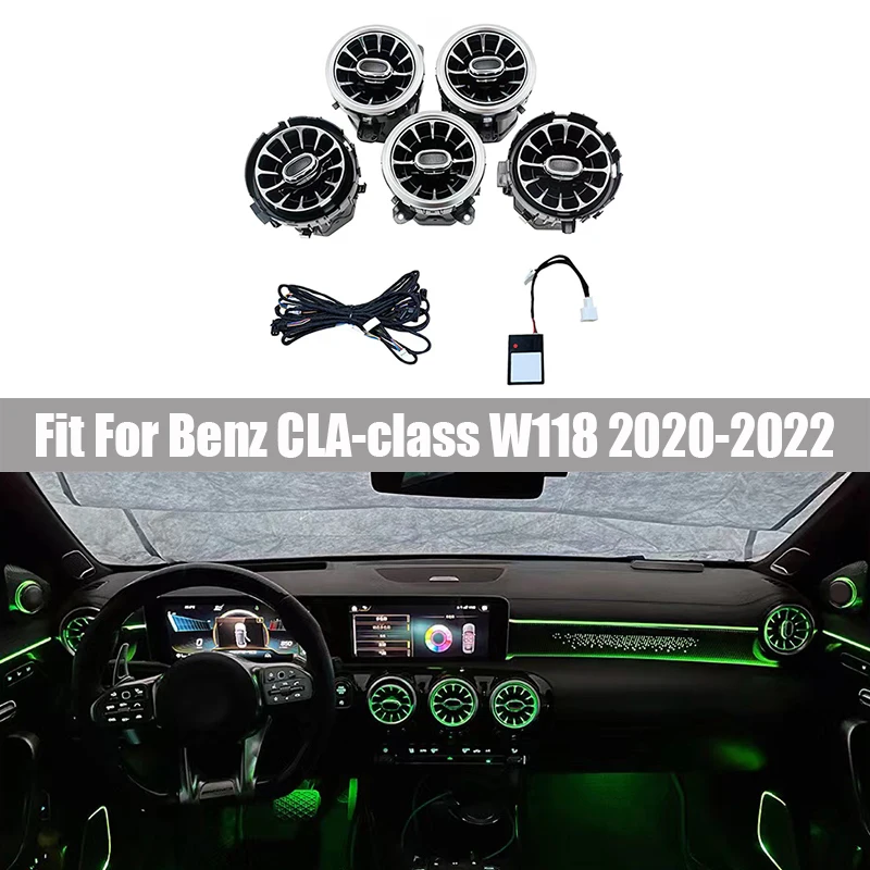 64 Color Colorful Luminous Front Air Outlet Fit for Mercedes-benz CLA-Class W118 2020 2021 2022 Front Vent Atmosphere Light