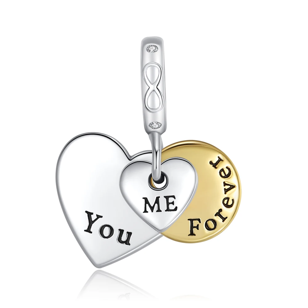 

Ahthen 925 Sterling Silver Hot Sale Beads You and me forever Charm fit Snake Chain Bracelets Necklaces for Women Jewelry Making