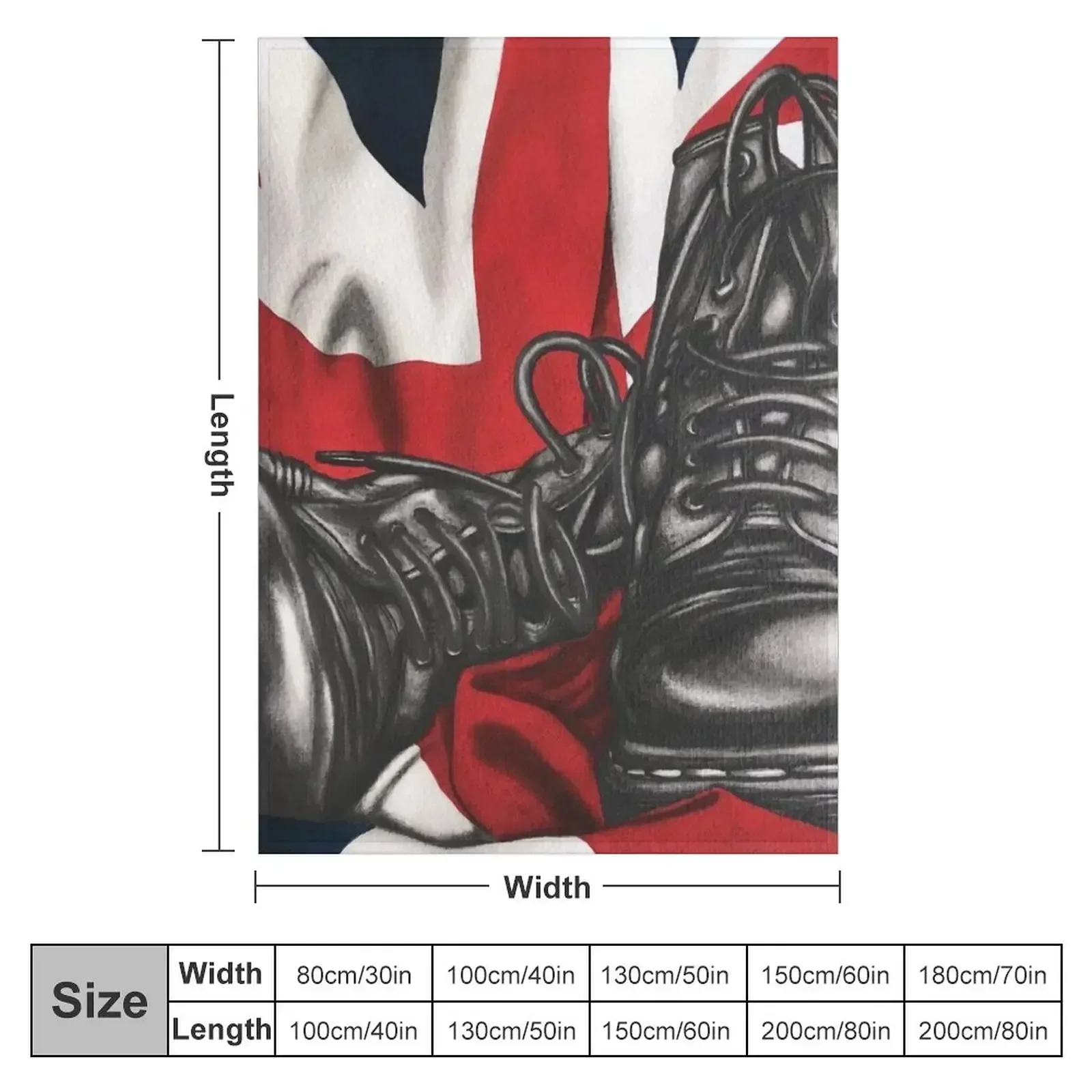 Skinhead Doc Marten Boots with Union Flag drawing Throw Blanket Flannel Fabric Plaid Moving Giant Sofa Blankets