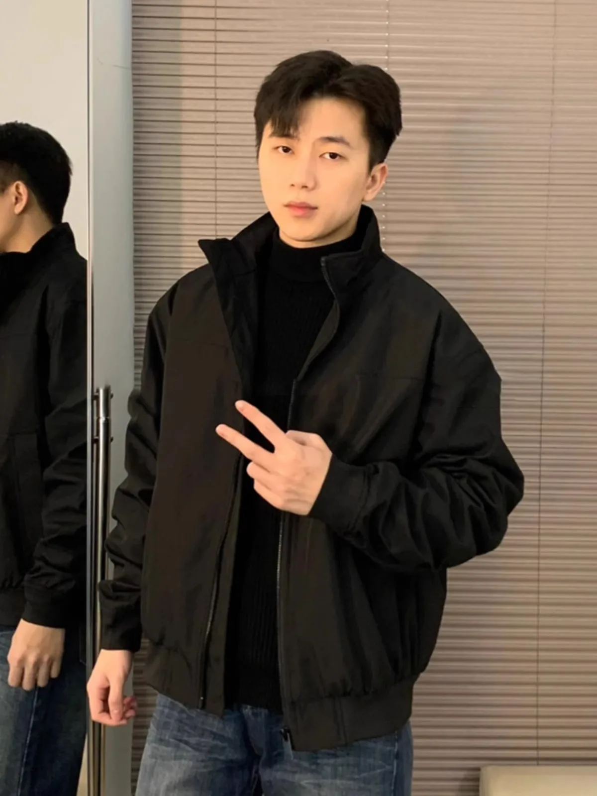 

GTAL Men's Tee-Proof Flight Jaet Spring Autumn Sli ort Baseball Coat Antimicrobial Loose Fit Youth Faion