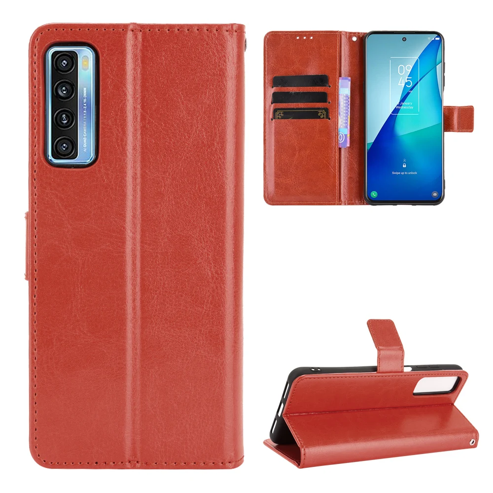 Fashion Wallet PU Leather Case Cover For TCL 20S/TCL 20 5G/TCL 20L/TCL 20L+ Flip Protective Phone Back Shell With Card Slot