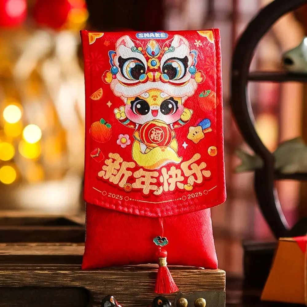 Desenhos animados chineses 2025 cobra ano envelopes vermelhos bênção pano dinheiro bolso hongbao tradicional pacote vermelho casamento aniversário