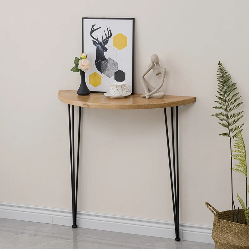 

Solid Wood Semicircle Console Tables Against The Wall Narrow Table Minimalist Corridor Furniture Chinese Entrance Decor Desk