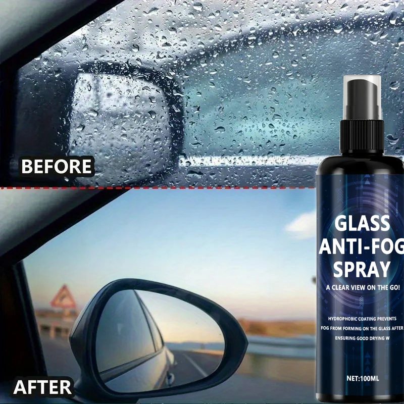 Universal Car Glass Rainproof Coating, Anti-Fog Spray for Car Windshields, Rearview Mirrors, Glasses, and Helmets, Enhances Waterproof Performance, Improves Visibility, Car Care Waterproof Agent - Effectively Removes Stains on Windshields