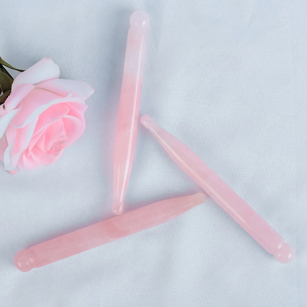 แท่งนวดคริสตัลโรสควอตซ์ แท่งกัวซาหยกธรรมชาติสำหรับบำบัดจุดฝังเข็มบนใบหน้าและดวงตา และเครื่องมือนวดตัว