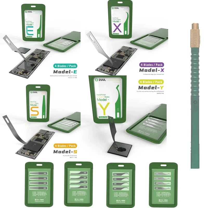 2UUL SEXY 4PCS Hand Finished Blades Set Without Handle, for Phone Motherboard Chip Glue Removal Scraping Pry Repair Tool