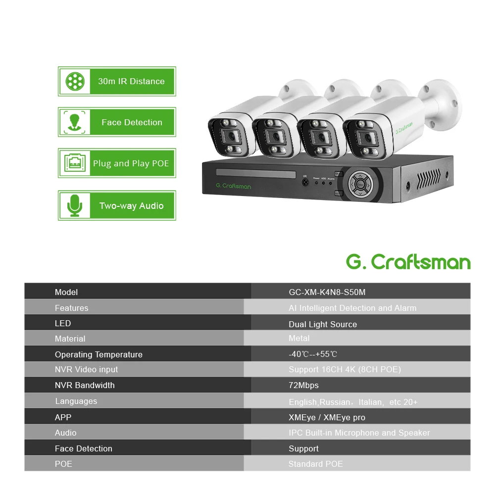 Imagem -02 - Kits de Sistemas de Segurança Xmeye-face Vigilância por Vídeo Cctv à Prova Dágua Sensor Imx335 S-ony ai Onvif Nvr 20fps 6mp Poe