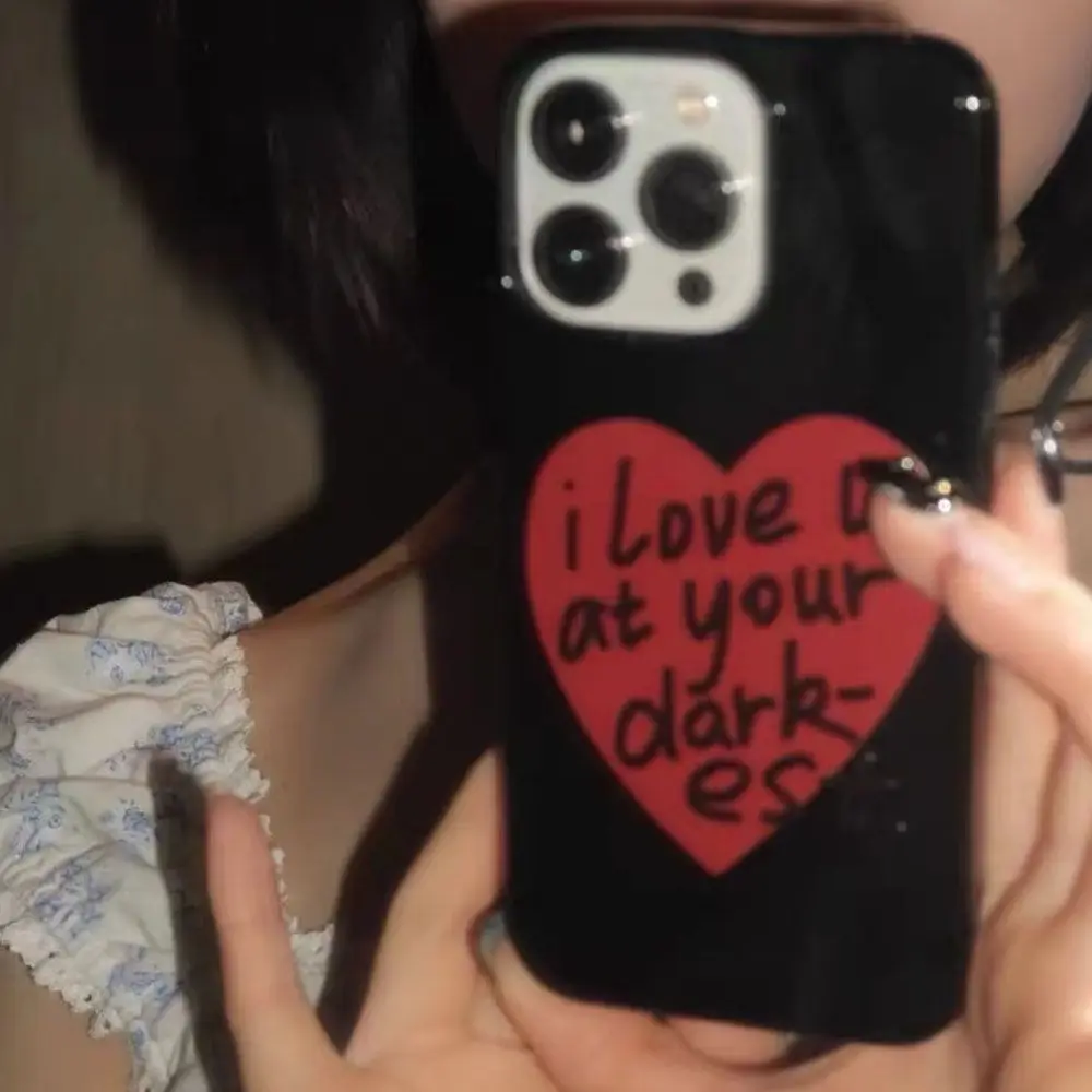 Hand Drawn Big Heart I Love You At Your Darkest Phone Case for iPhone 16 15 14 13 12 11 Pro Max XS XR XSMax 6 7 8 Plus Glossy