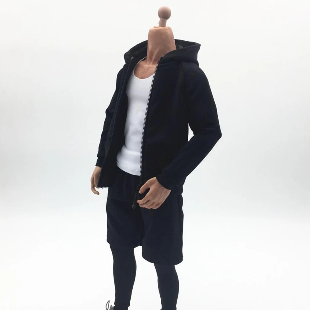 

1/6 Scale Male Doll Top Hoodie Hooded Pullover Trousers and T-Shirt for 12inch Figure