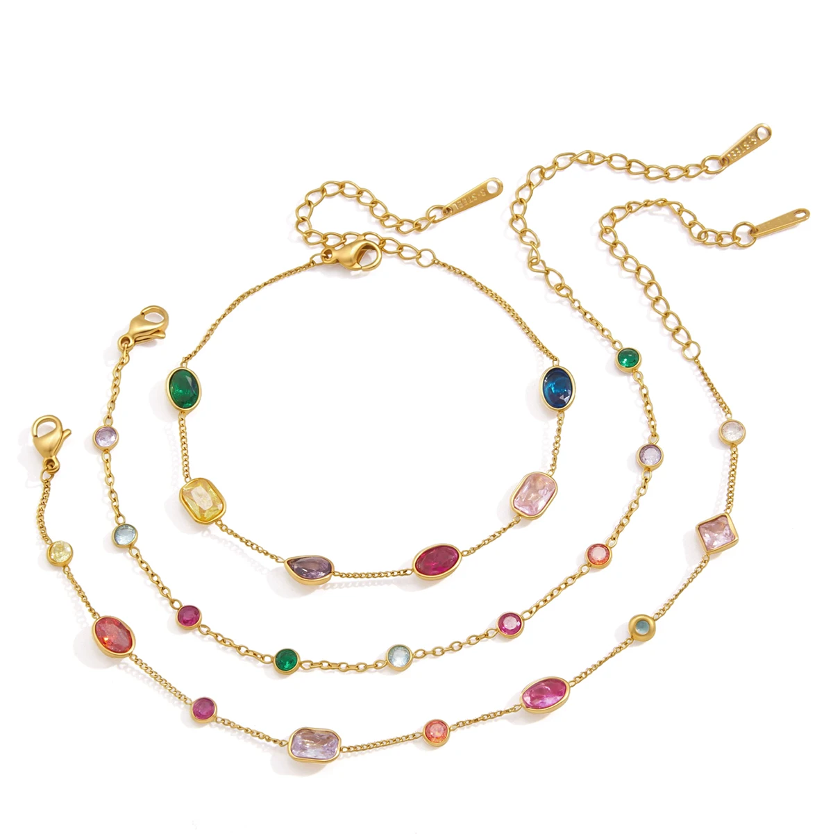 Spark & Co Classic Colorful Zircon Geometric For Women New Stainless Steel Statement Bracelet Jewelry Gifts