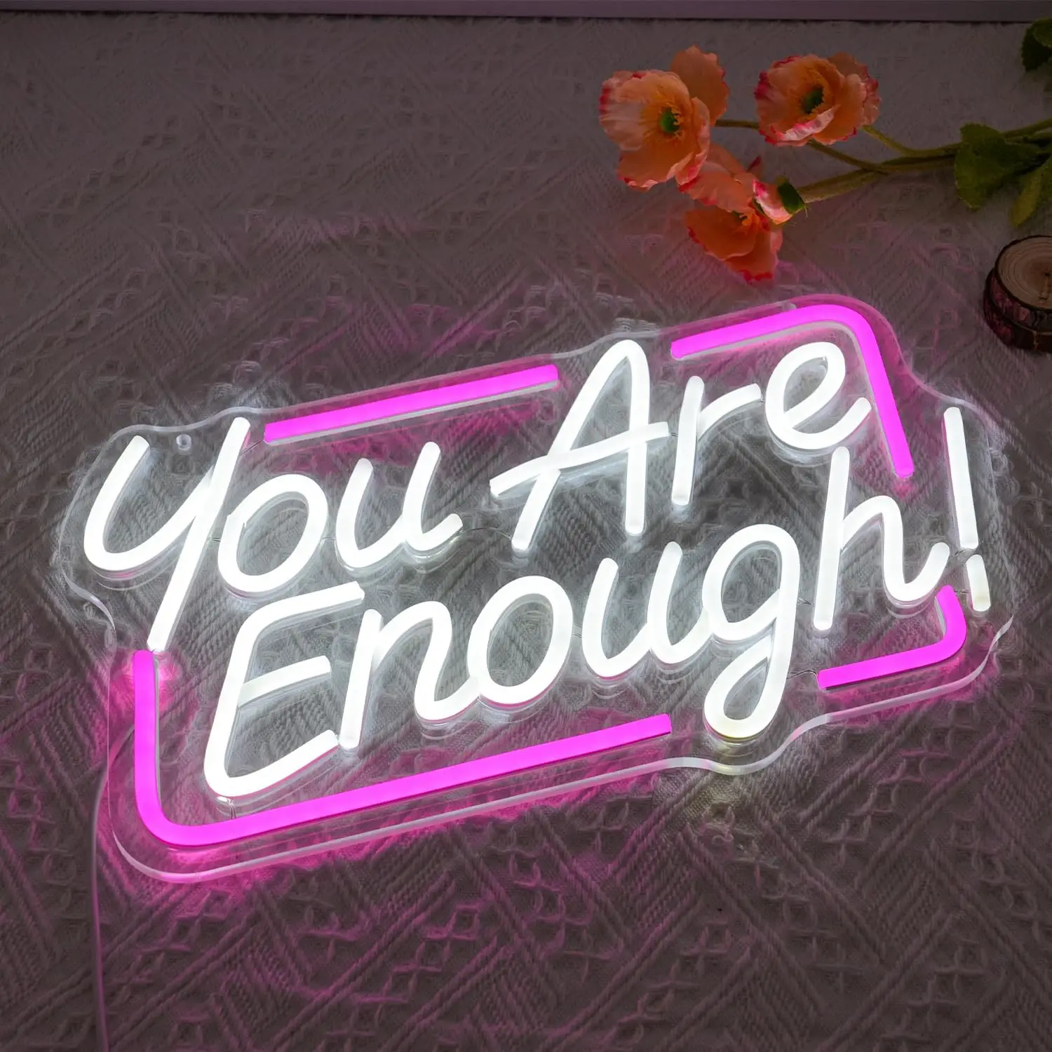 أنت كافية النيون تسجيل USB عكس الضوء ملهمة LED ضوء النيون للتجميل غرفة نوم غرفة المعيشة القراءة الفصول الدراسية جدار ديكور #2