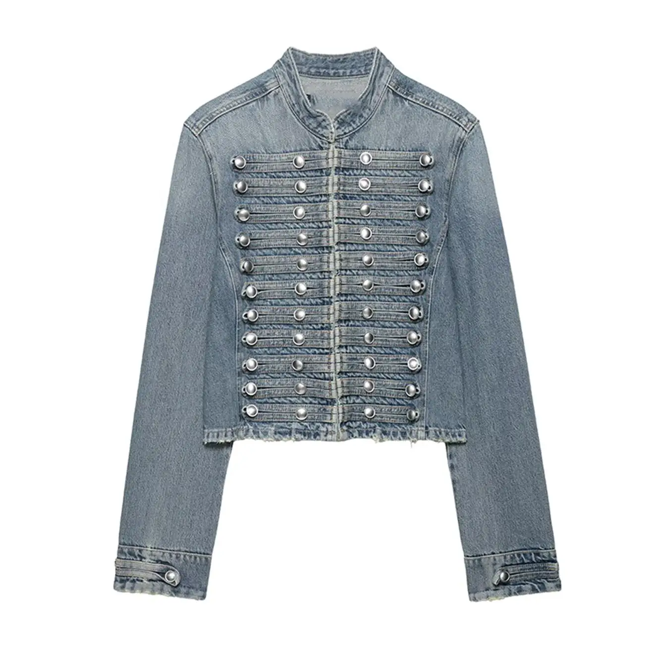 Shpmishal New Vintage Denim Jacket Women Solid Round Neck Slim Fit Short Jackets 2026 Spring Lady Daily High Street Outerwears