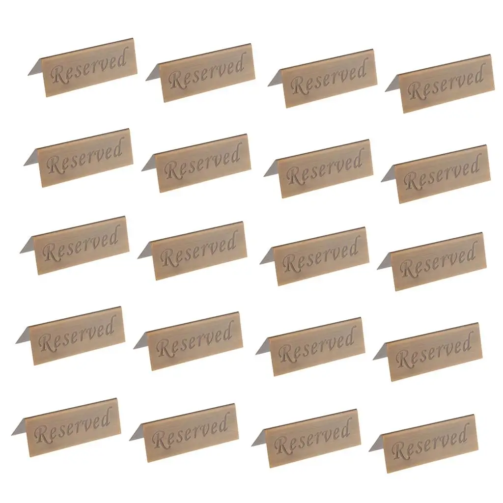 Pack of 20 Reserved Table Sign Metal Wedding Tabletop Tableware Stainless