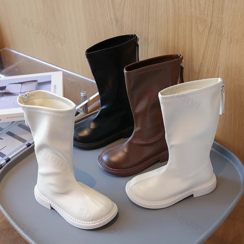

Children Knee Length Boots New 2025 Autumn British Girls Princess Boots Kids Zipper Comfortable Non Slip Long Tube Boots Botas