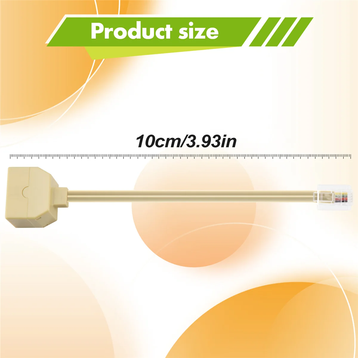 

ABAN RJ 11 6P 4 C connector 2 x jack port M / F splitter phone adapter cable beige