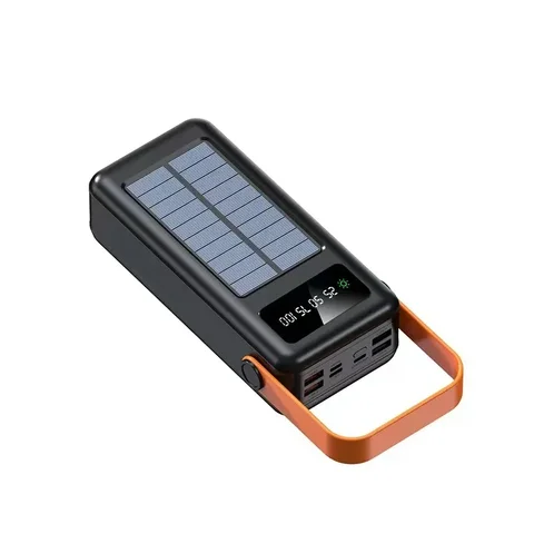 BCAK Solar Power Bank Власный кабель 50000 мАч 200000 мАч Большая емкость Открытый портативный мобильный телефон Источник питания для мобильных устройств