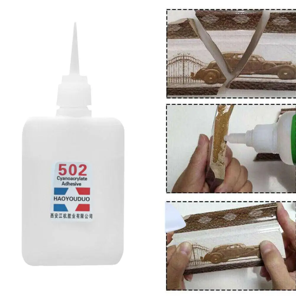 40ml 502 Super Glue Instant Quick Dry Cyanoacrylate Leather Quick Strong Supplies Fast Office Bond Adhesive Metal Glue Rubb M9k3