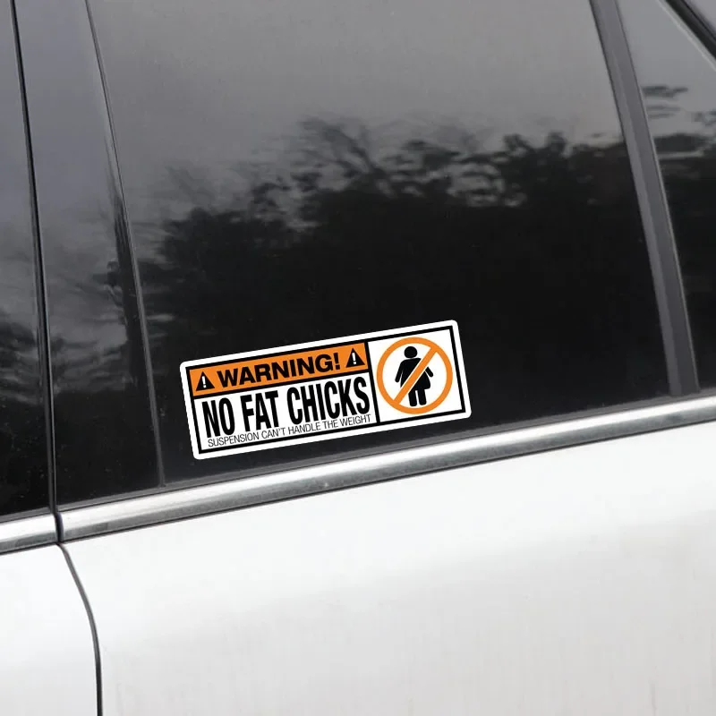 New Design Warning Slogan Funny Decal Warning No Fat Chicken Car Scratches Waterproof Decorative Stickers, 13cm