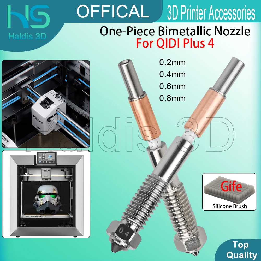Hotend Nozzle For QIDI Plus 4 0.2/0.4/0.6/0.8mm One-Piece Bimetallic Nozzle Quick Removal Ceramic Insulation Integration Nozzles