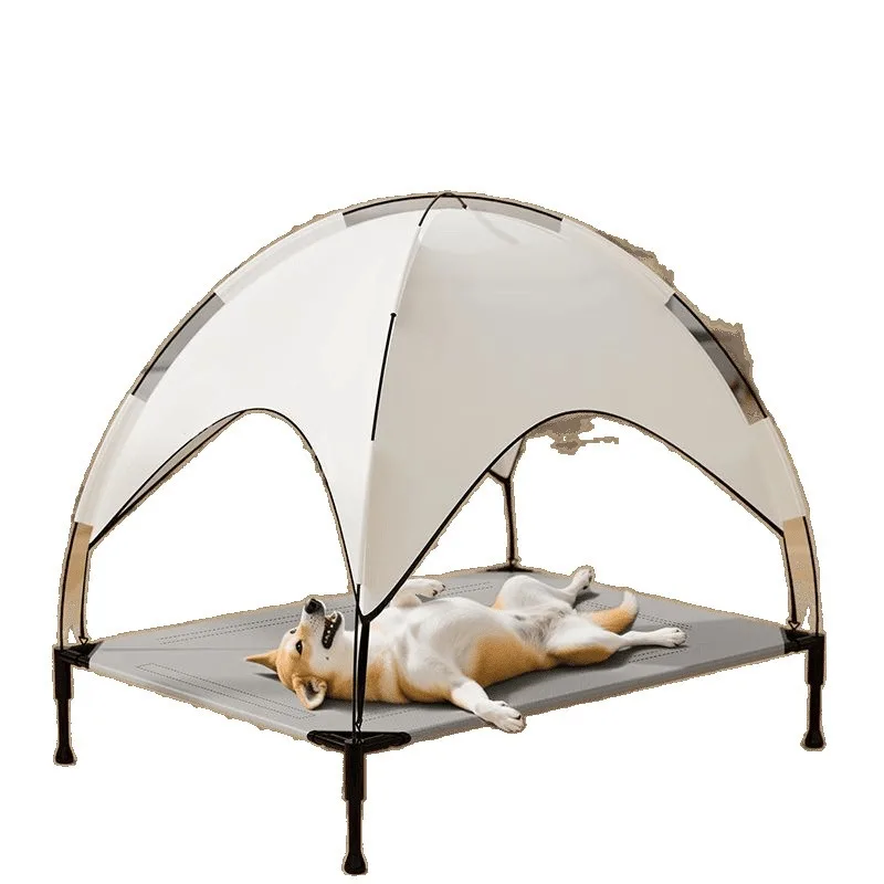

Dog Camping Bed Elevated Pet Cot With Canopy Sunshade Removable Washable Outdoor Tent Dog House For Large Dogs Summer Sleepi