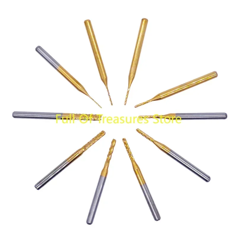 10pcs 0.6-3.175mm Carbide PCB Corn Milling Cutter Set 3.175mm Shank PCB Machine Engraving Bit End Mill Milling Cutter For Metal