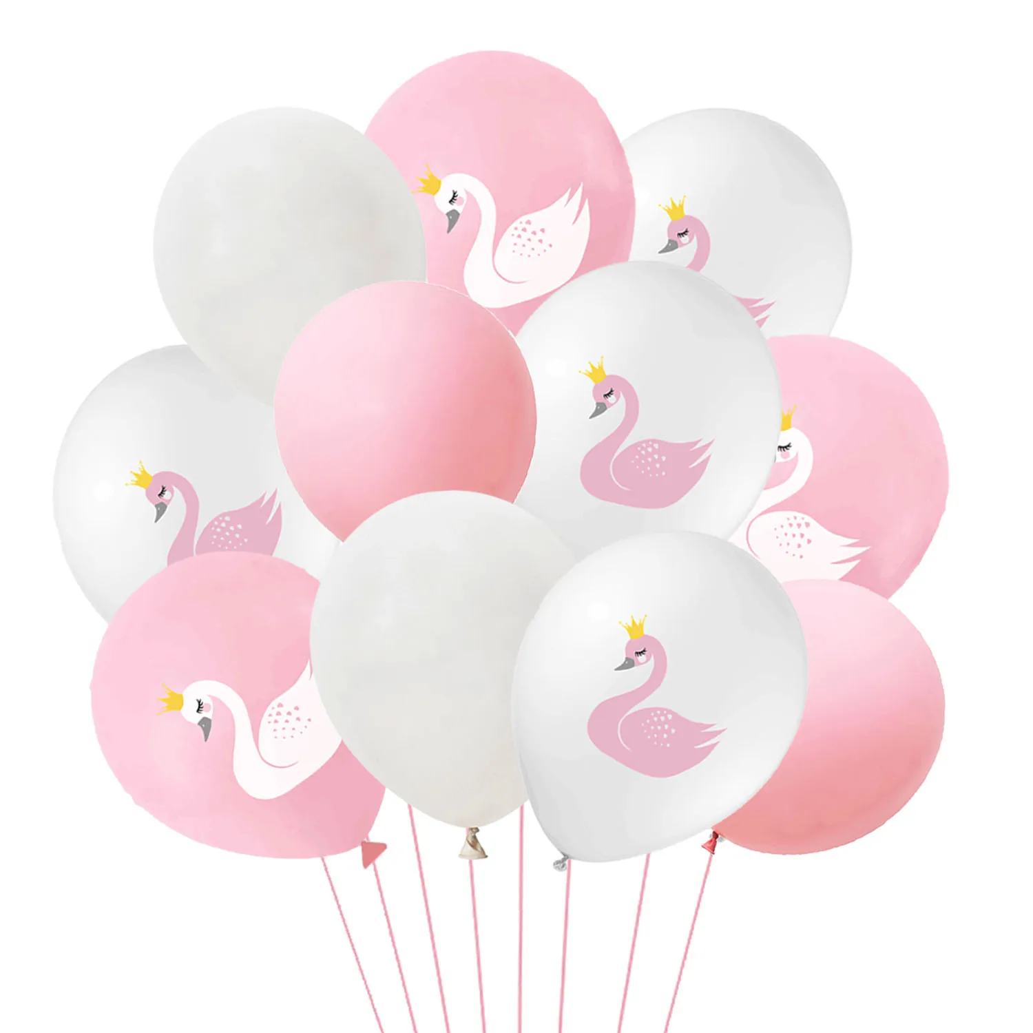 20PCS Swan Princess Balloon, Pink and White Swan Theme Latex Balloons for Wedding Birthday Girl Baby Shower Party Decoration