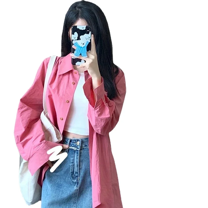 2024 Korean Version of The Age Reduction Set Female Spring New Loose Shirt Jacket Semi-skirt Two-piece Y2K