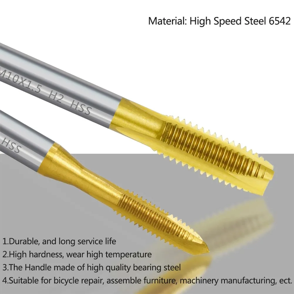 HSS Titanium Coating Thread Tap Screw Machine Tap Drill Bit M2-M12 Metric Straight Flute Thread Tap HSS6542 Threading Tap Drill