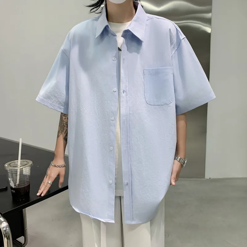 Shirt Men's Short Sleeved Korean Version Trendy, Artistic, Handsome, Versatile Summer 2024 New Instagram Jacket