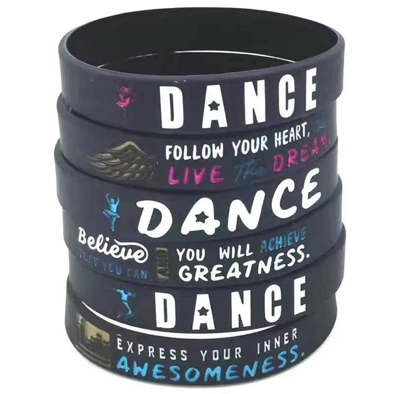 1Pcs/3Pcs Dance Dancer Believe You Can Victory Winners Never Give Up Rubber Bracelet Silicone Wristband Women Jewelry Sets