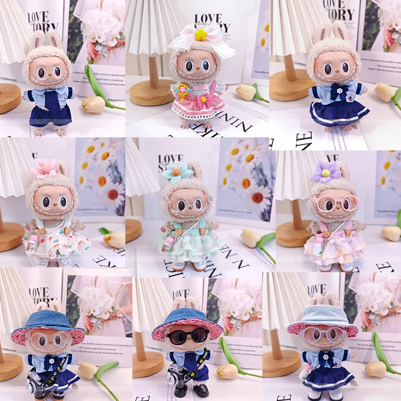 Only Selling Clothes Labubu17cm Baby Cloth Cute Dress Set Third Generation Enamel Doll Replacement Kawaii Doll Clothes Gift Girl