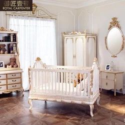 Deluxe European solid wood crib with bed around newborn crib princess bed villa prince bed