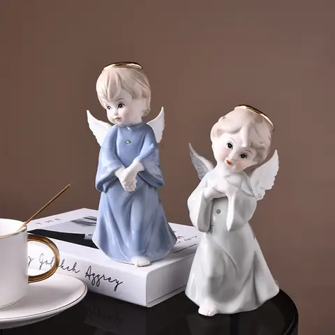Fairy Garden European Ceramic Figures Lovely Angel Home Decor Miniatures Arts and Crafts Supplies Best for Christmas Gifts